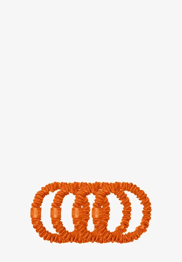 Комплект из 4 шелковых резинок для волос Pure silk skinny scrunchies Slip, Orange