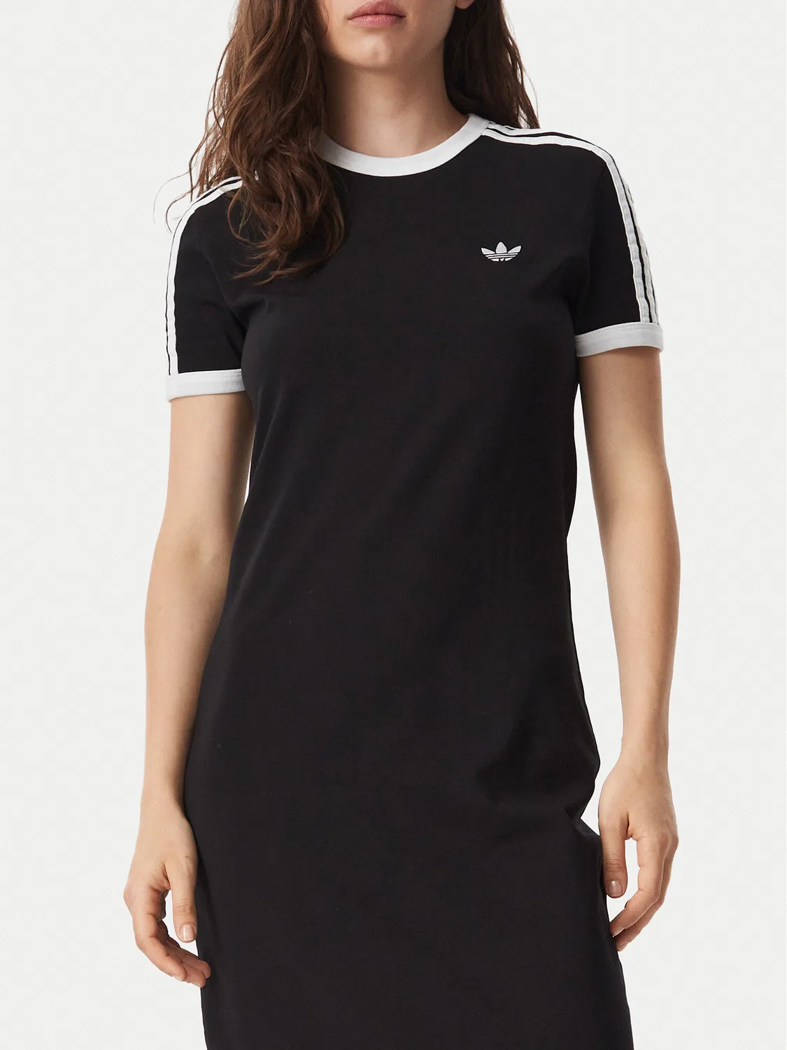 Женское платье приталенного силуэта на каждый день Stripes Adidas, черный — фото 4