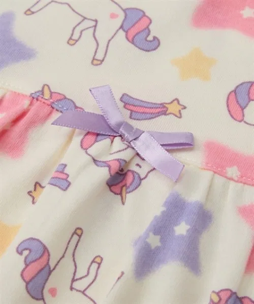 Детская пижама для девочек с длинным рукавом с принтом, с трусиками, Unicorn All-Over Print QUNTSTYLE, Lavender — фото 4