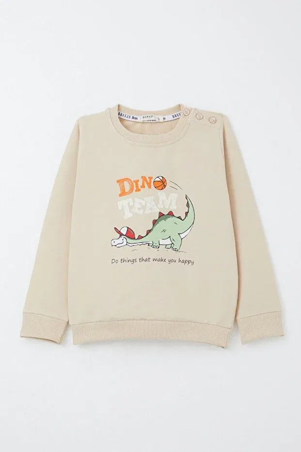 Детский спортивный комплект для мальчиков с принтом Player Dinosaur Breeze, Beige — фото 2