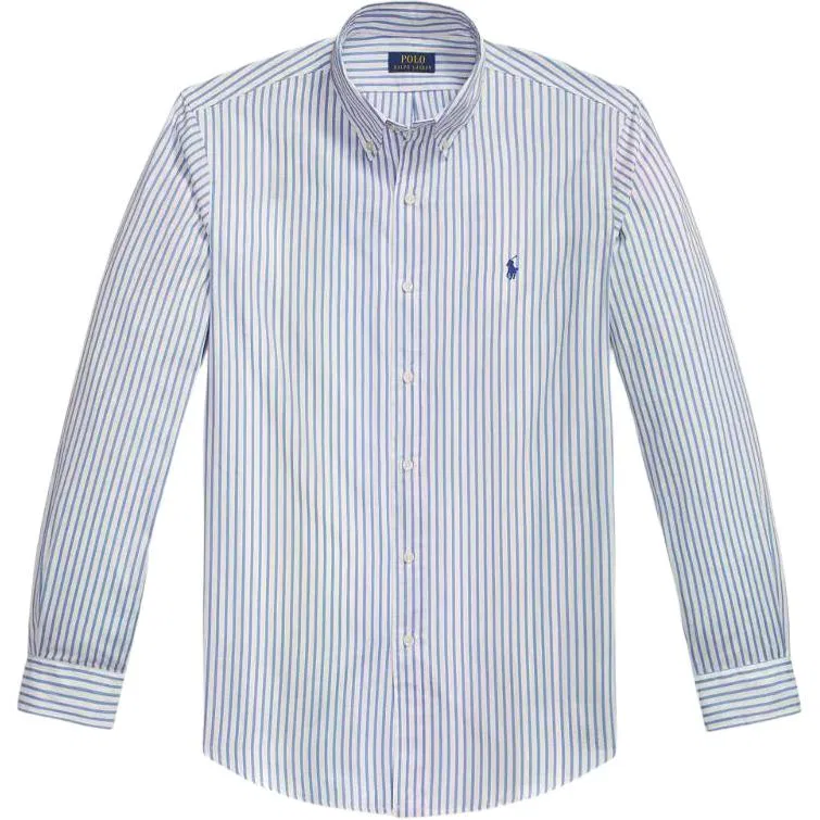 Мужская рубашка поло с длинным рукавом Polo Ralph Lauren, White Blue