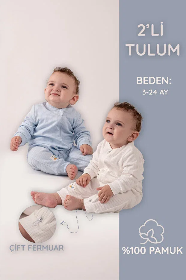 Детский комбинезон для сна с длинным рукавом 2-Pack Vauva, Blue