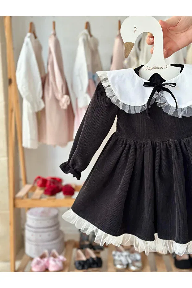 Детское платье для девочек длинное из тюля Bihayalbiçocuk, Black — фото 3