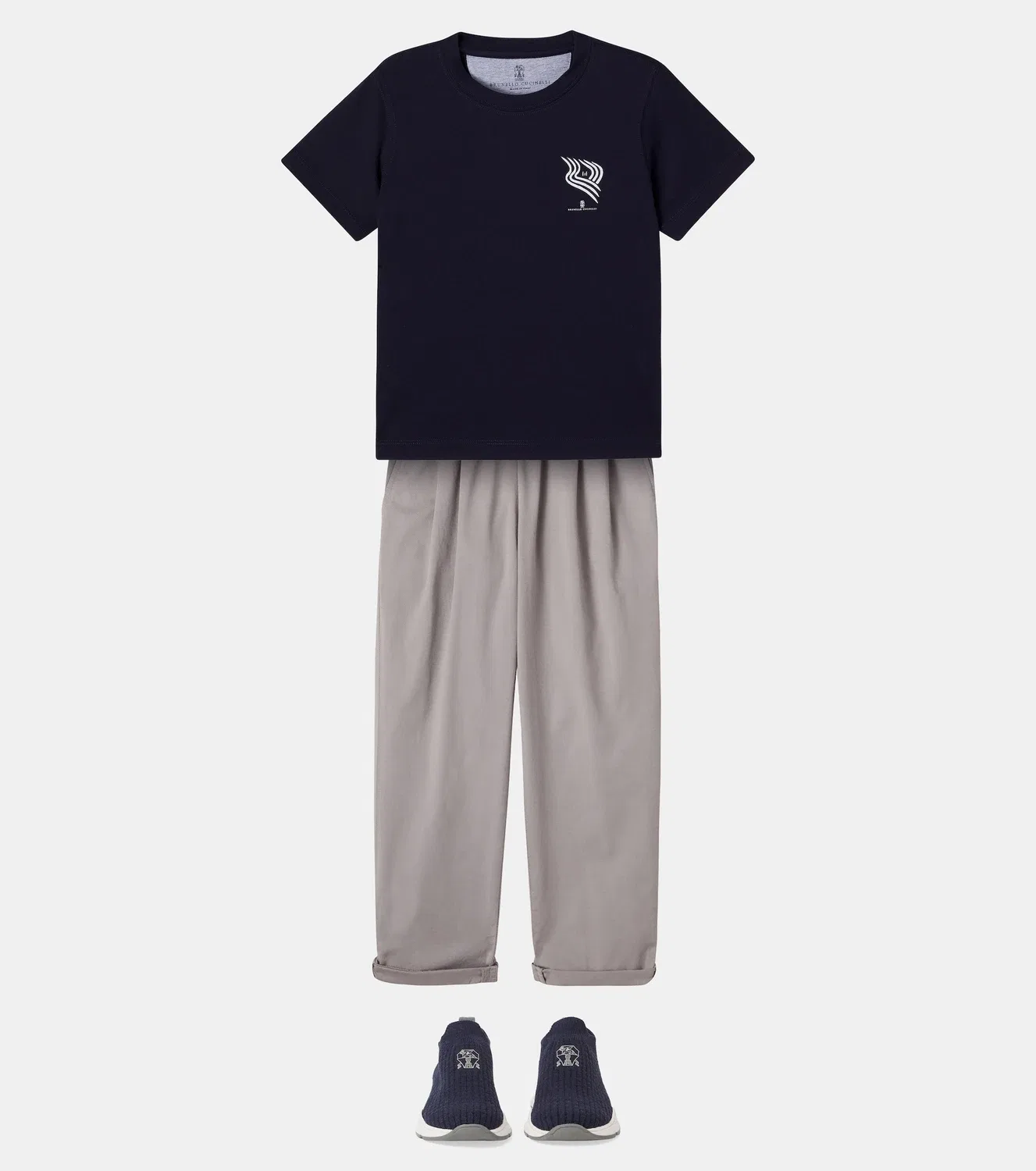 Брюки хлопковые Brunello Cucinelli Kids, бежевый — фото 2