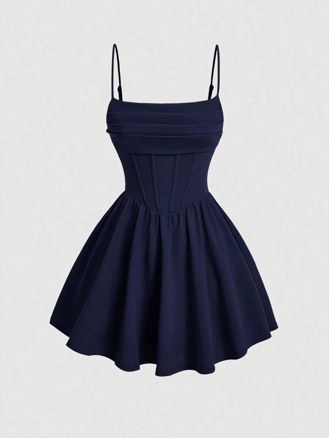 Женское мини-платье на бретелях клеш XEXZLCZAR, Navy Blue — фото 2