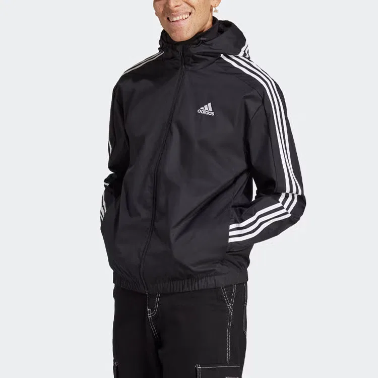 Ветровка с длинным рукавом Essentials 3-Stripes Adidas, черный — фото 2