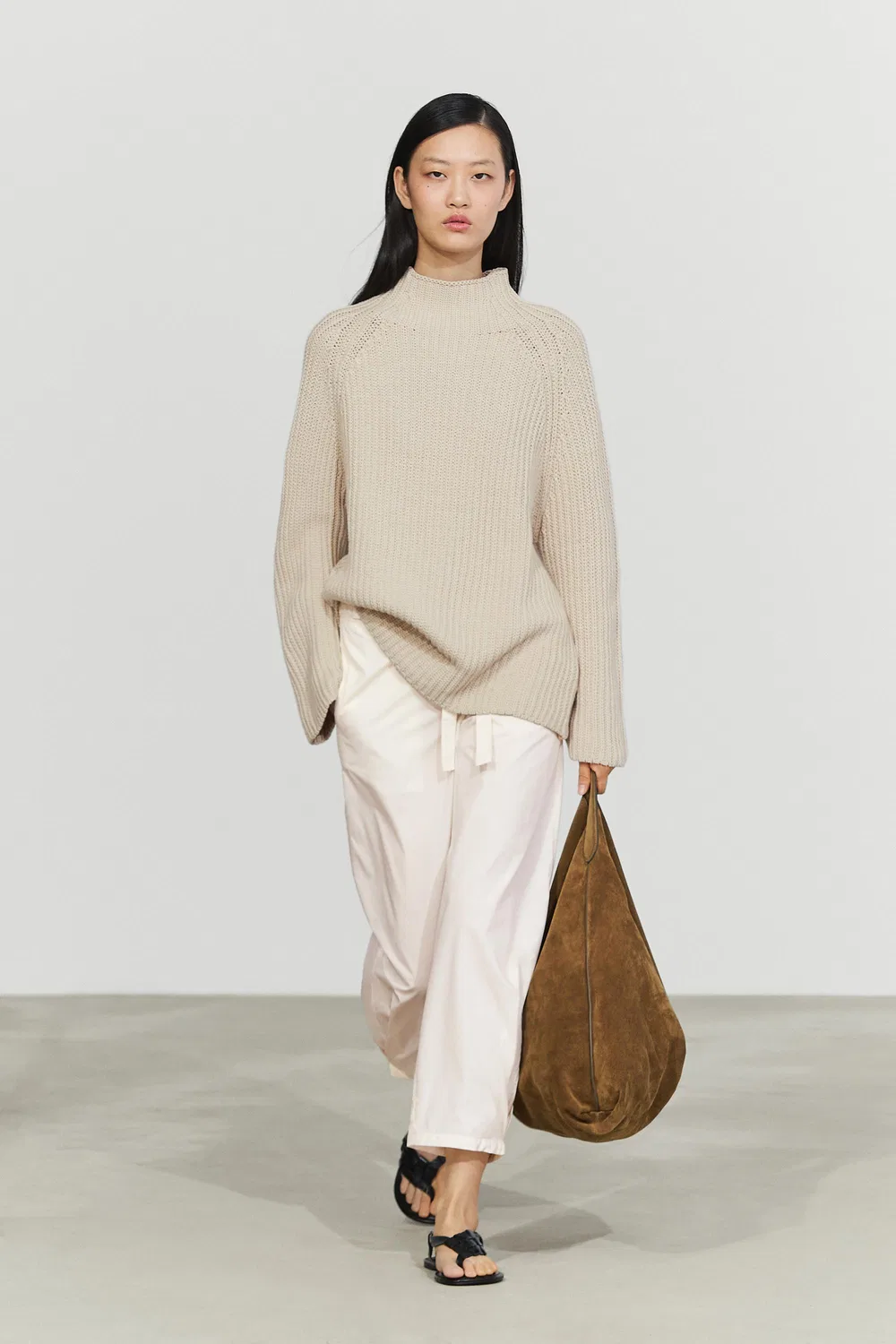 Свитер Massimo Dutti, изнаночная вязка из 100% хлопка, stone