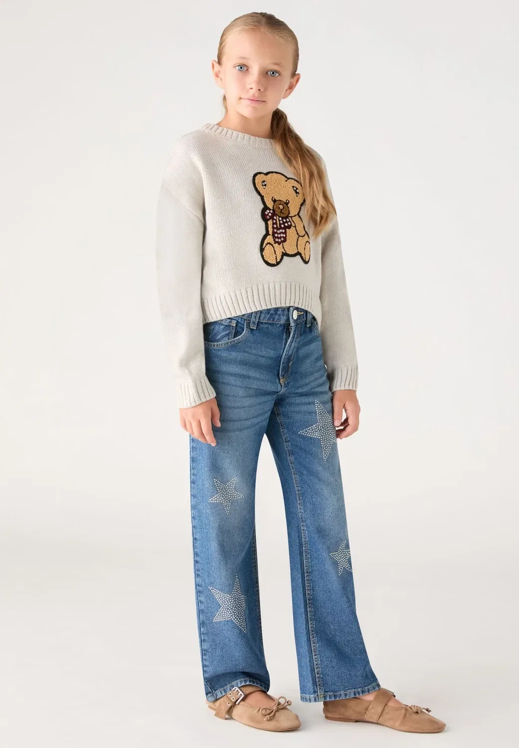 Pantalone Jeans Lungo Con Applicazioni - джинсы свободного кроя Terranova, Var Blu Denim Medio