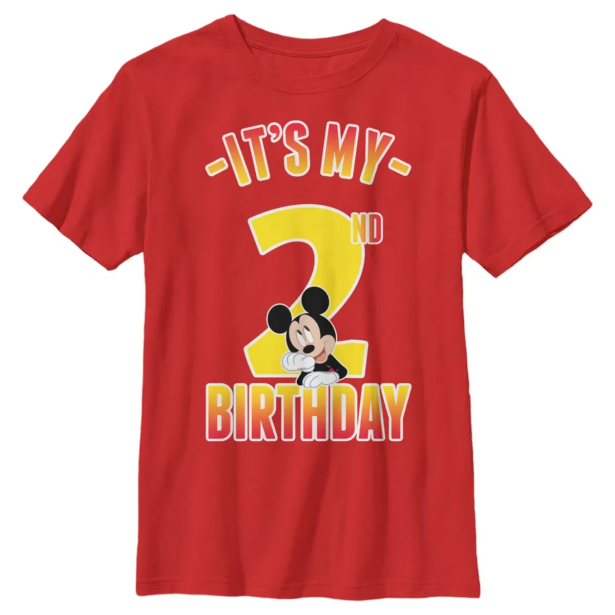 Детская футболка с принтом Mickey Mouse & Friends It's My 2nd Birthday, Red