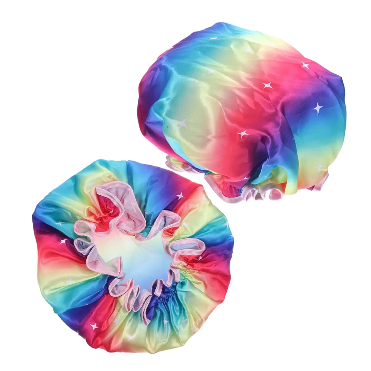 Двухслойная водонепроницаемая шапочка для душа из сатина FRCOLOR, 2 шт, Multi