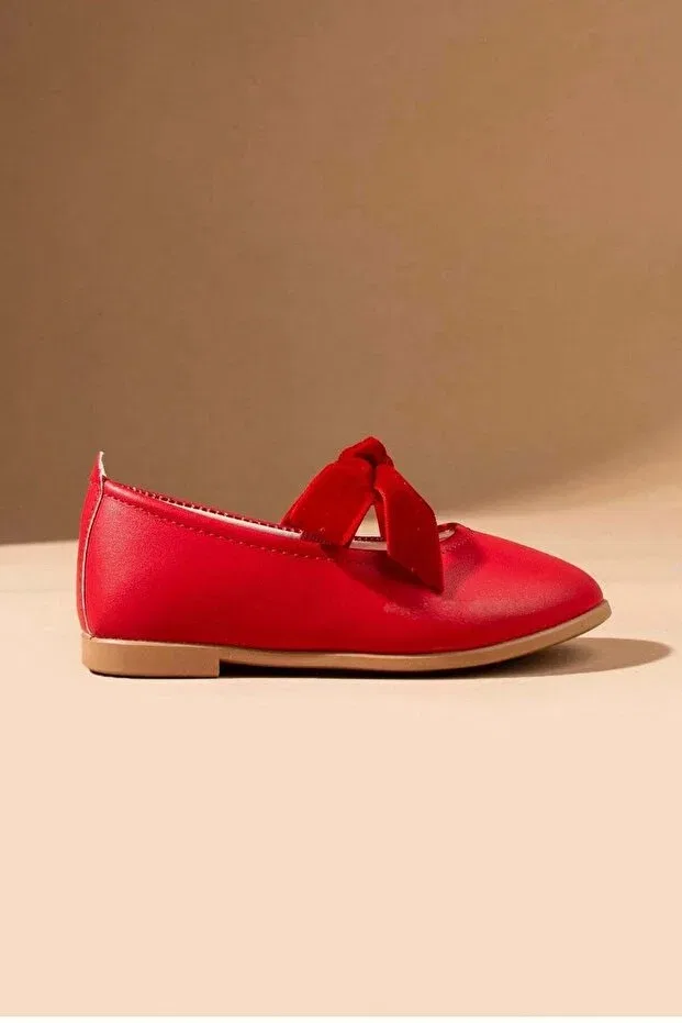 Детские туфли для девочек с бантом Bonino bowknot girls' shoes Miabambim, Red — фото 2