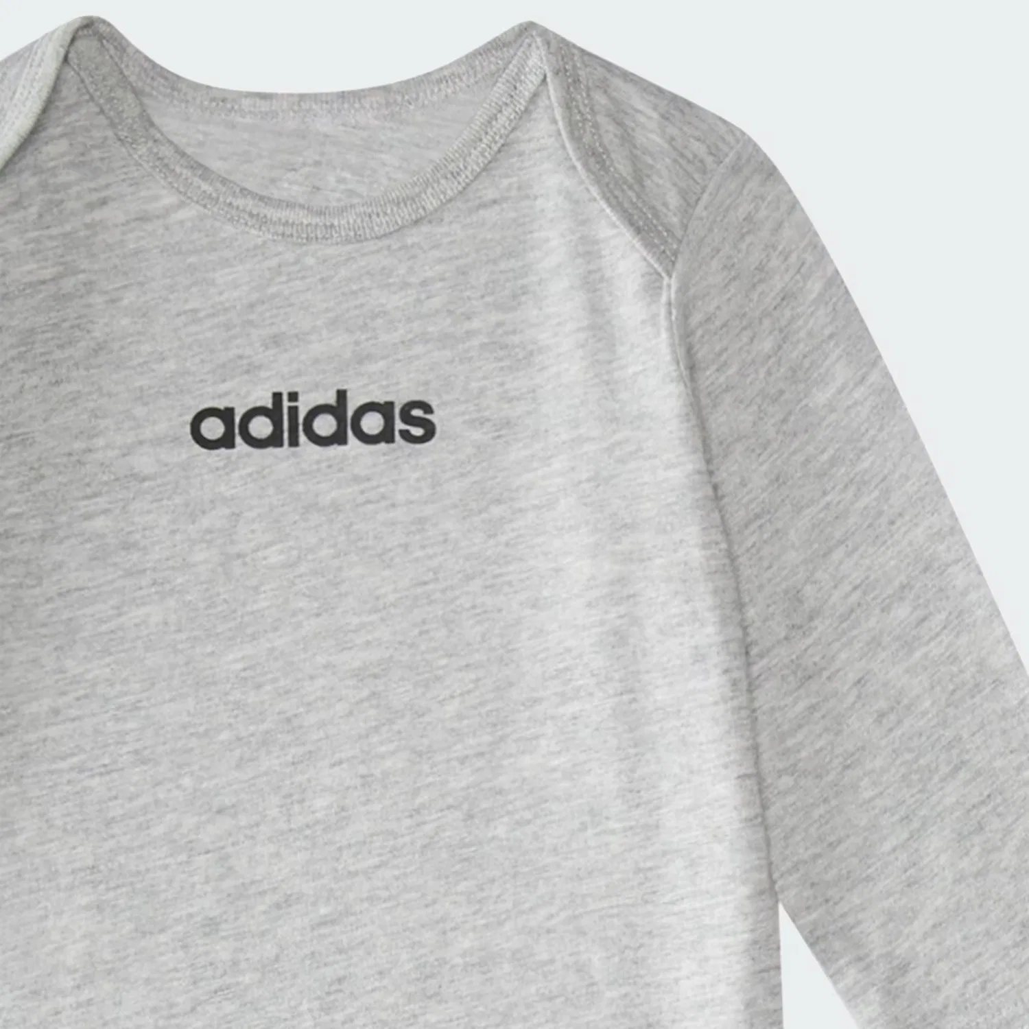 Детский комплект из 2 боди и штанов с логотипом, ADI 3PC LOGO HTR BDYST PNT ST, Adidas Sportswear, серый меланж — фото 3