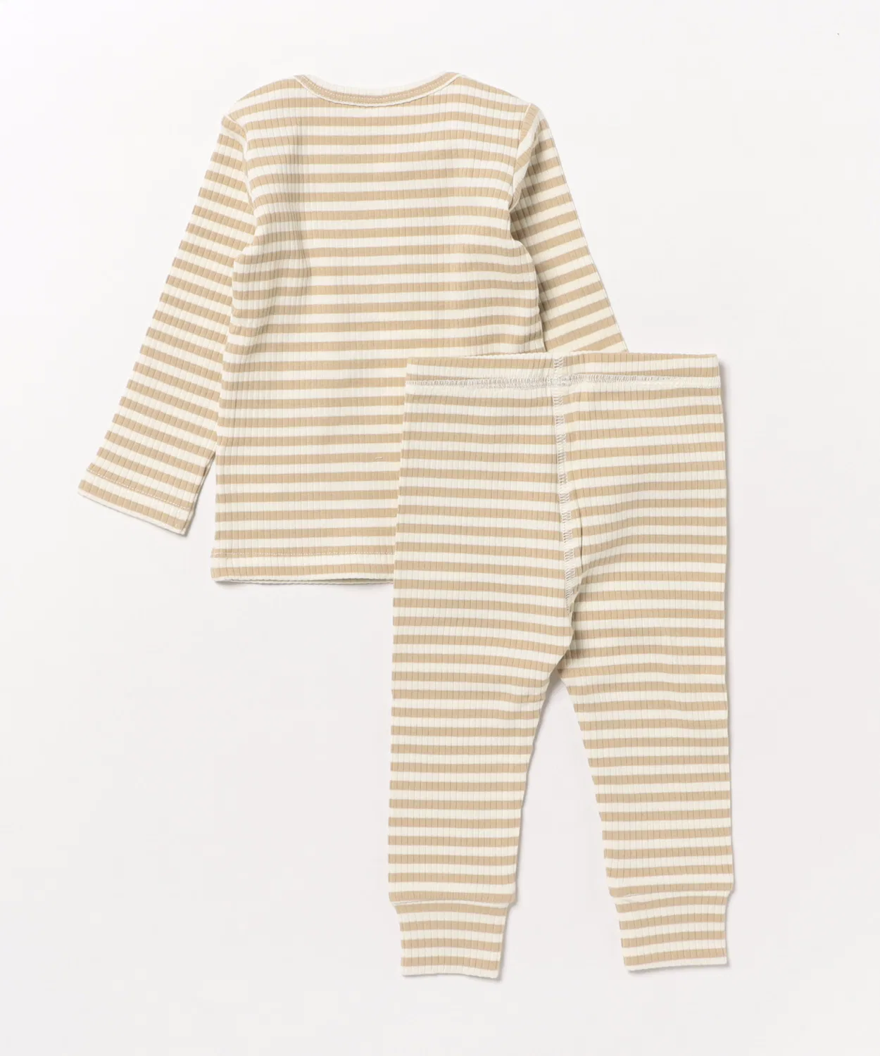 Детский комплект лонгслив с длинным рукавоми леггинсы Latte Stripe Quincy Mae, Beige — фото 2