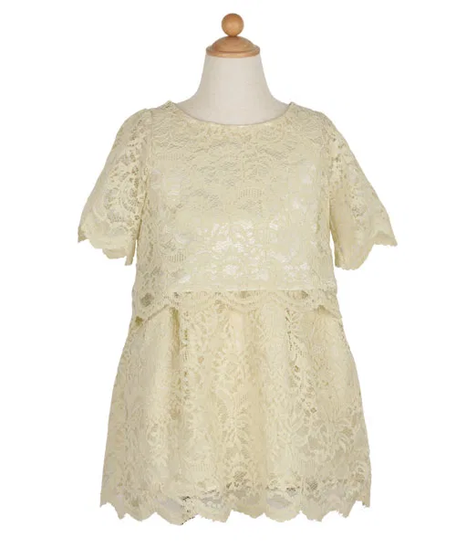 Детское платье из кружева с коротким рукавом, модель Total Lace DRESS LAB, Champagne