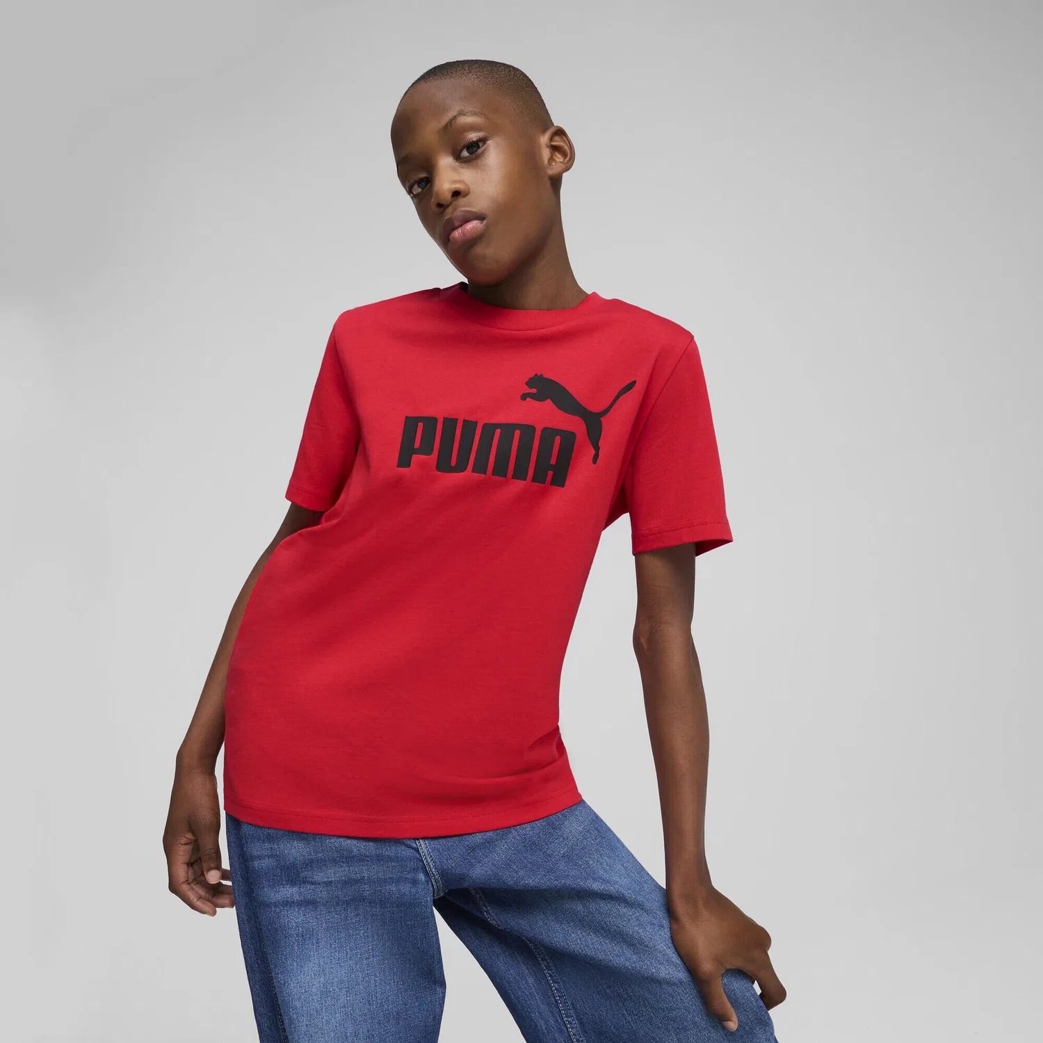 Детская футболка с принтом ESS No. 1 Logo T-Shirt Jungen Puma, Rot — фото 2