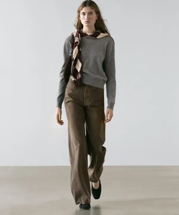 Широкие брюки из хлопка, Massimo Dutti, деним — фото 2