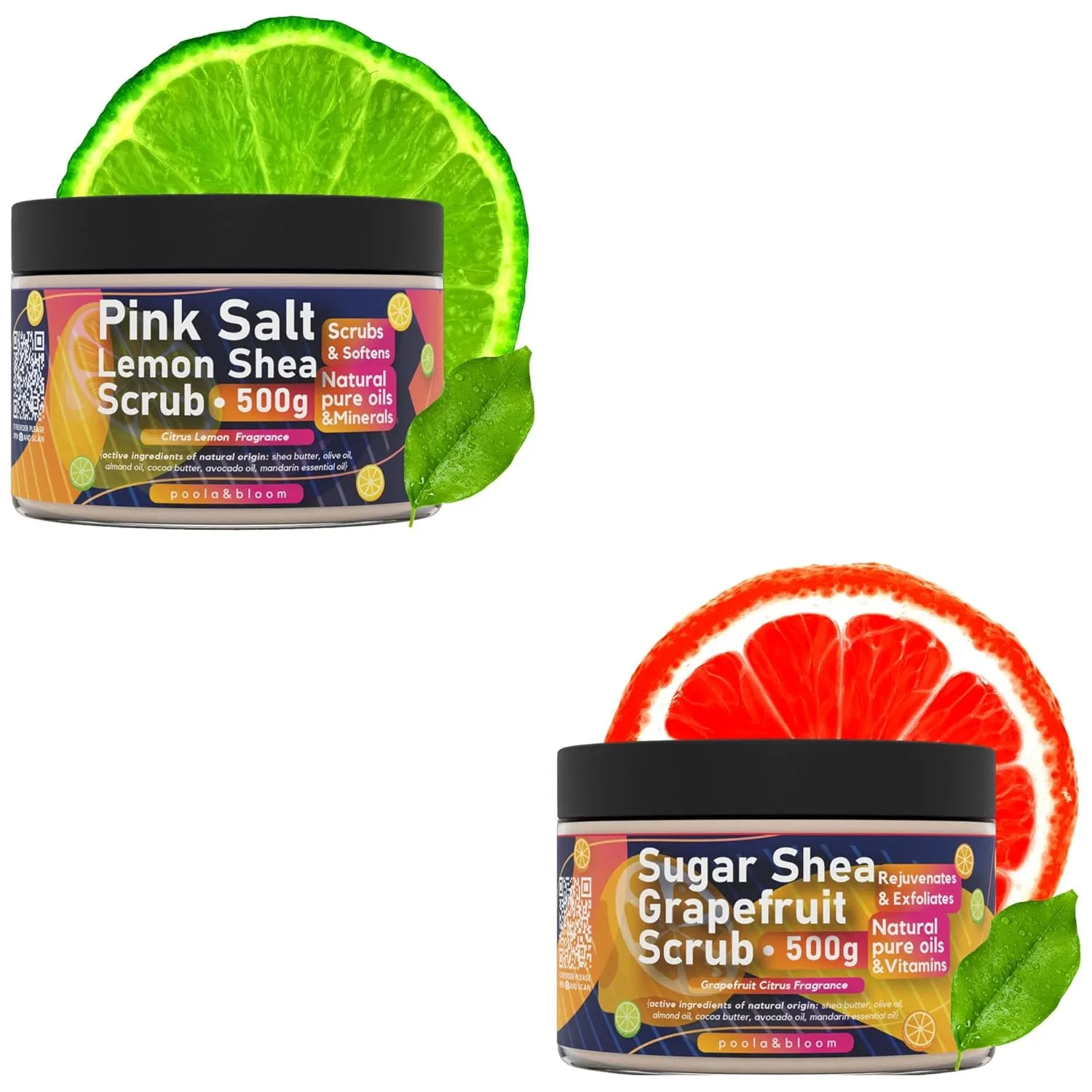 Скраб для тела, набор Himalaya Salz Peeling и Grapefruit Körperpeeling, Poola & Bloom