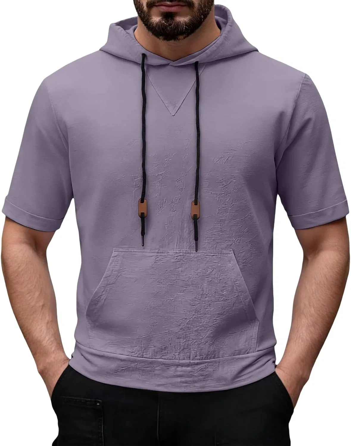 Мужская спортивная футболка с капюшоном и шнурком, Grey
