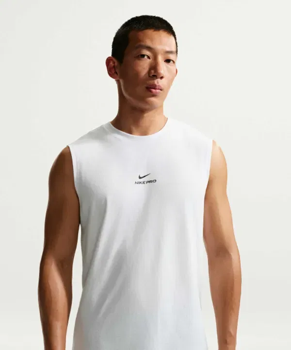 Топ тренировочный без рукавов Nike, белый/черный