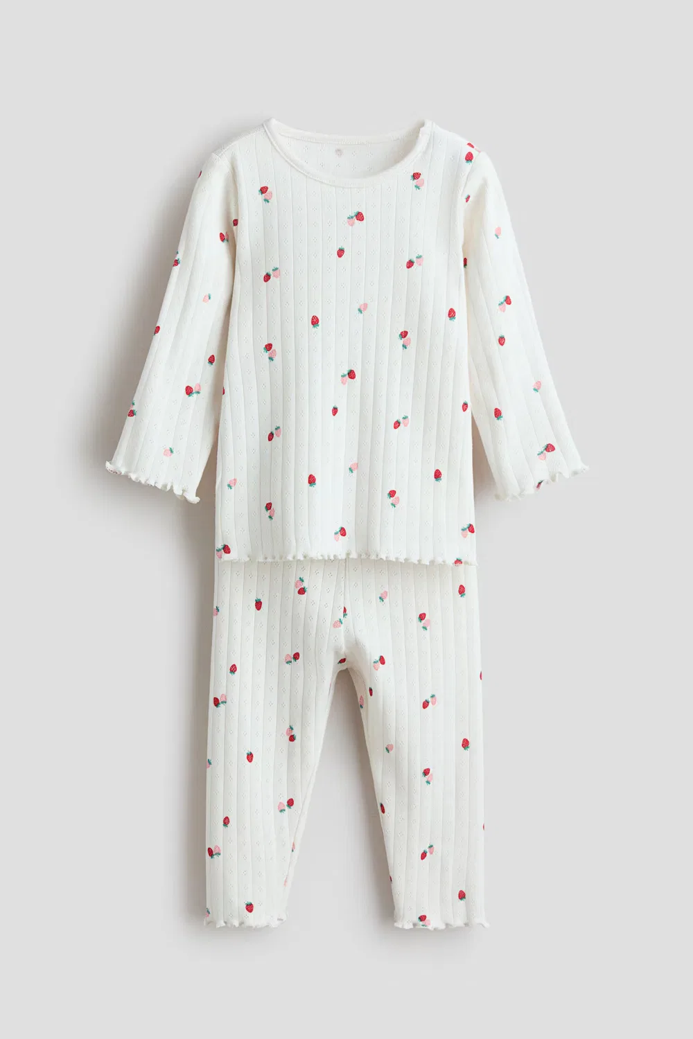 Пижама из набивного хлопка H&M, Weiß/Erdbeeren