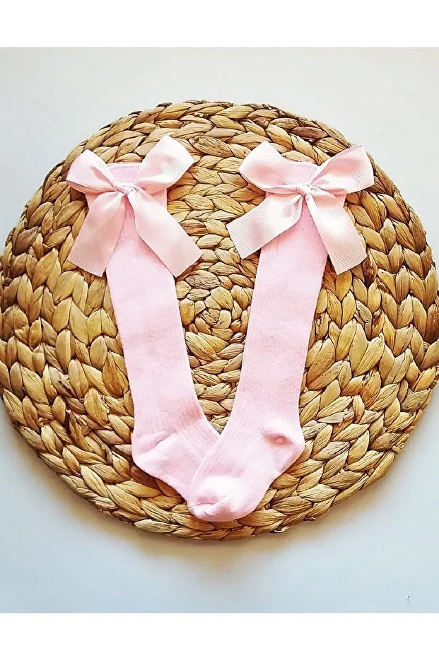 Детские носки для девочек с бантом Asa Bebek Çocuk, Light Pink