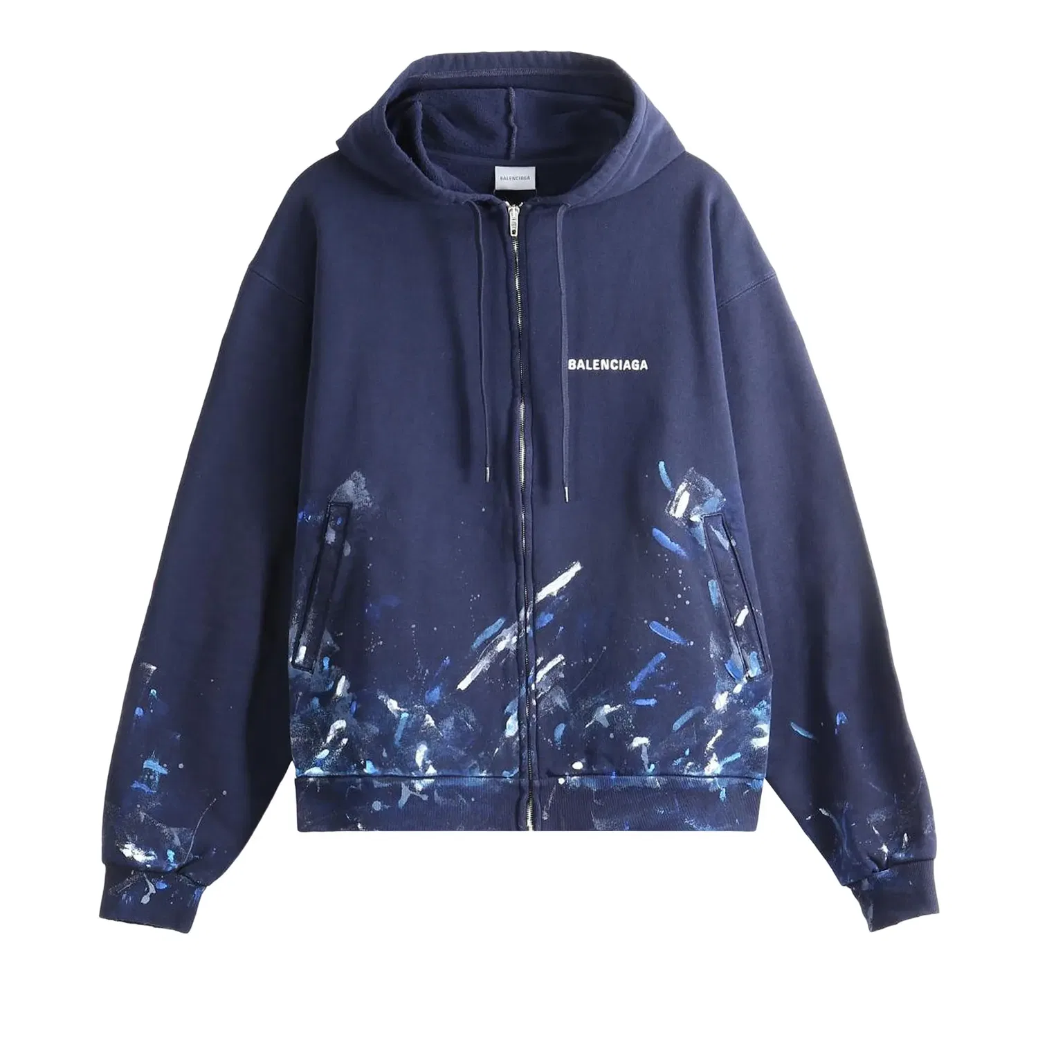 Худи оверсайз на молнии с принтом Paint Splatter Balenciaga, Navy