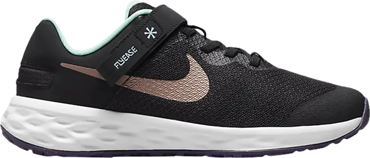 

Кроссовки Nike Revolution 6 FlyEase GS 'Black Metallic Red Bronze', черный