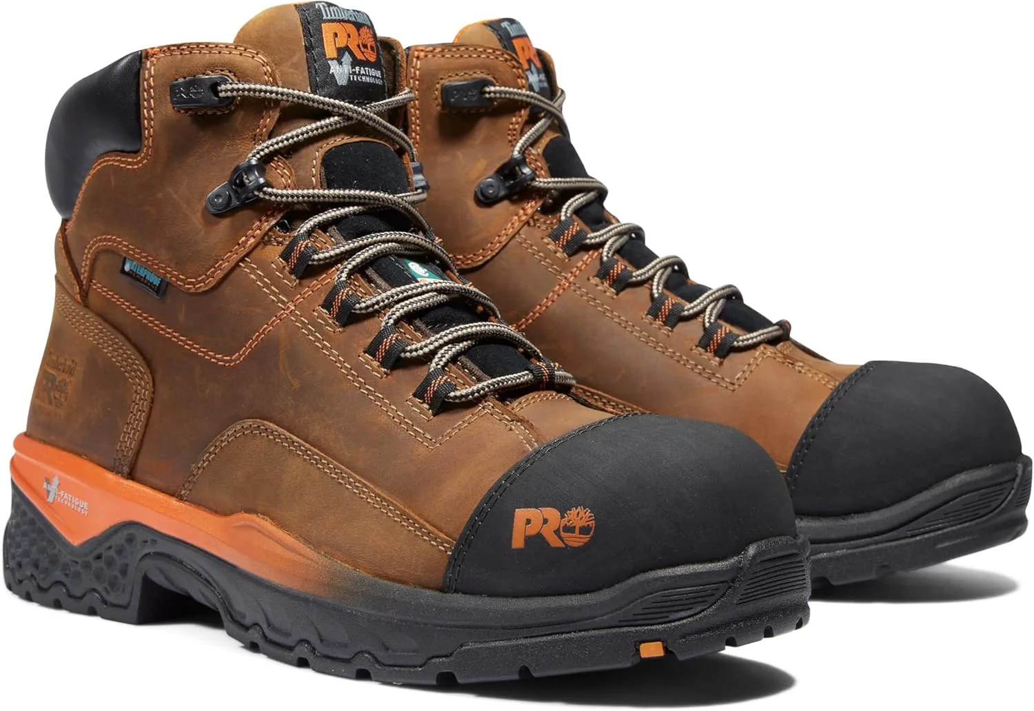 Мужские рабочие ботинки Timberland PRO Bosshog с композитным носком, водонепроницаемые, высотой 6 дюймов, коричневый/оранжевый — фото 2