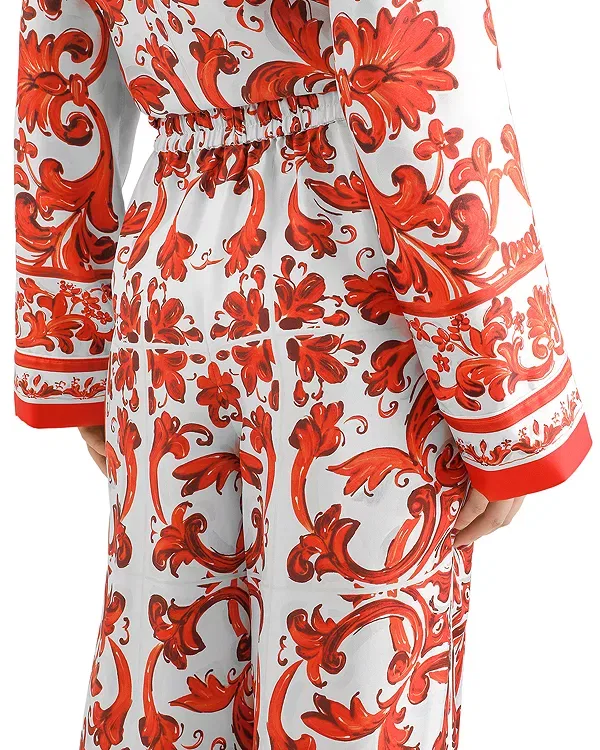 Женские брюки с принтом Majolica print Dolce & Gabbana, мультиколор — фото 4