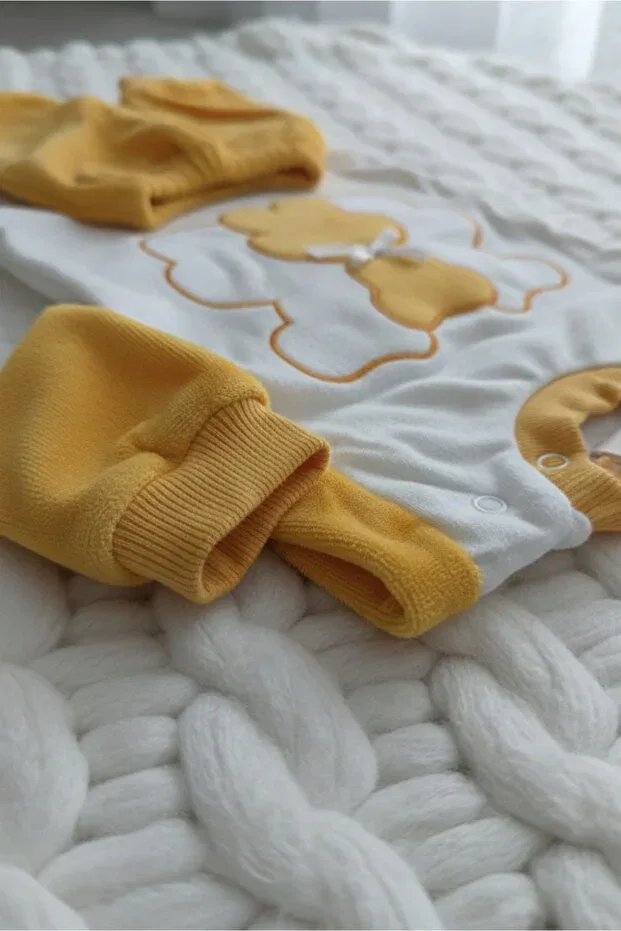 Детский комплект одежды для новорожденных с принтом Bebişto, Yellow — фото 3