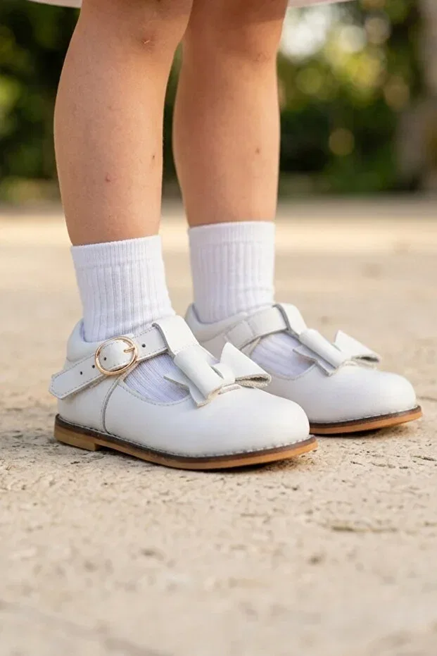 Детские туфли для девочек ортопедические из натуральной кожи Cevoclub Kids, White — фото 2