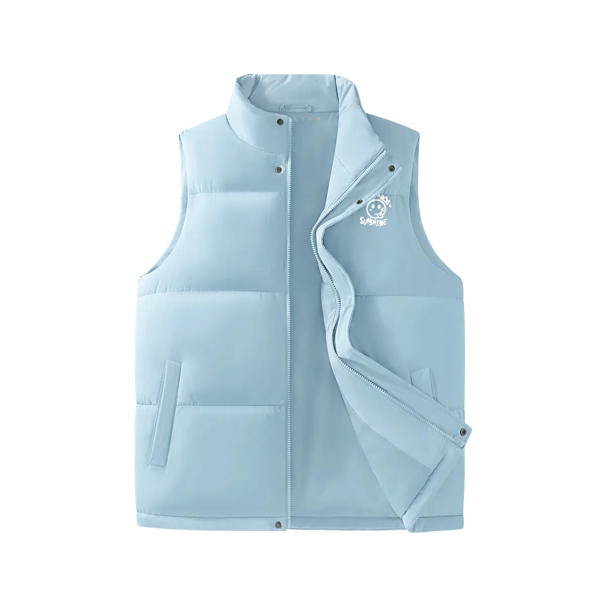Детский жилет свободного кроя с воротником-стойкой Tonlion, Light Blue (Tn Smiley Face White Chest Badge)