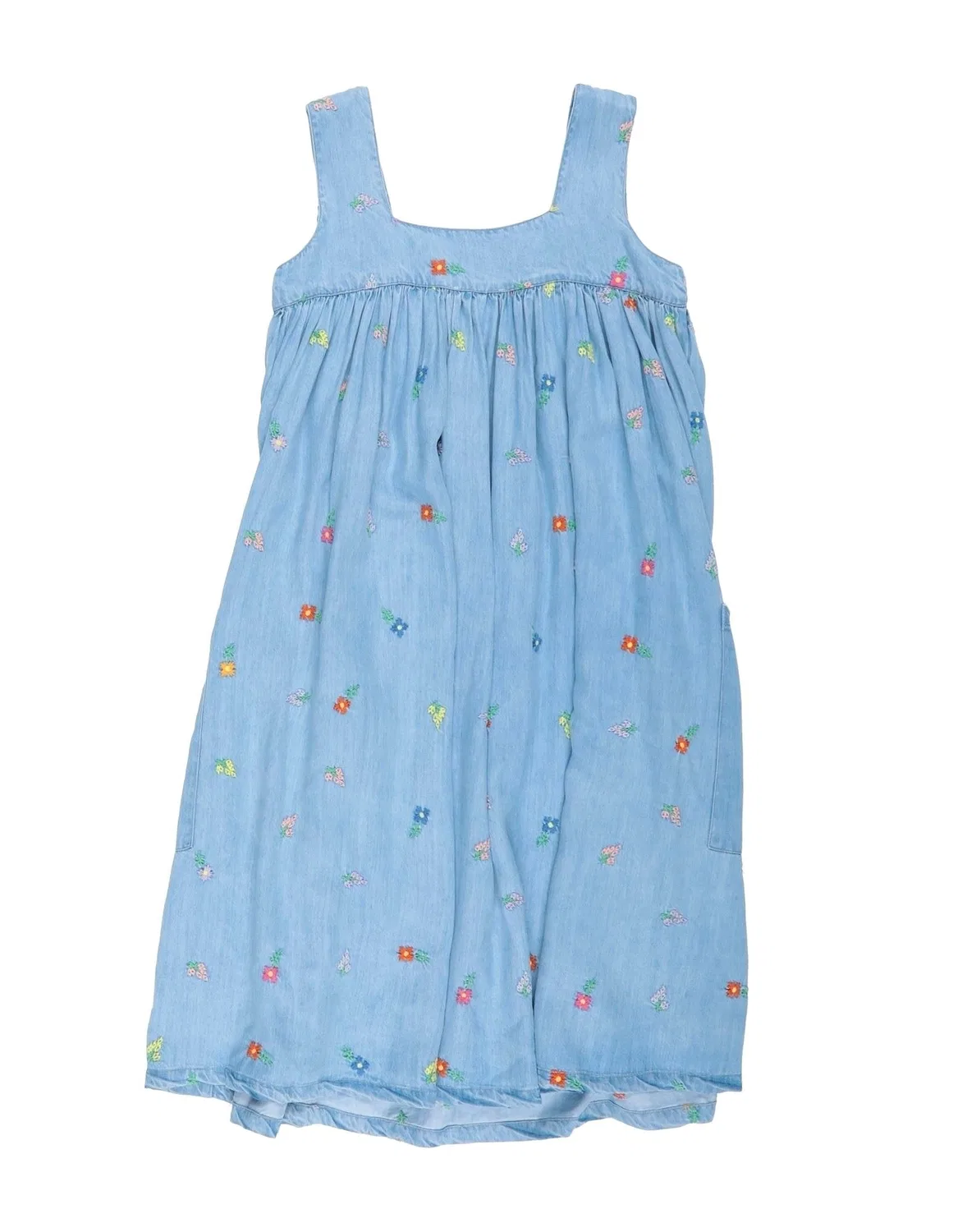 Детское платье для девочек джинсовое с вышивкой Stella McCartney Kids, синий — фото 2