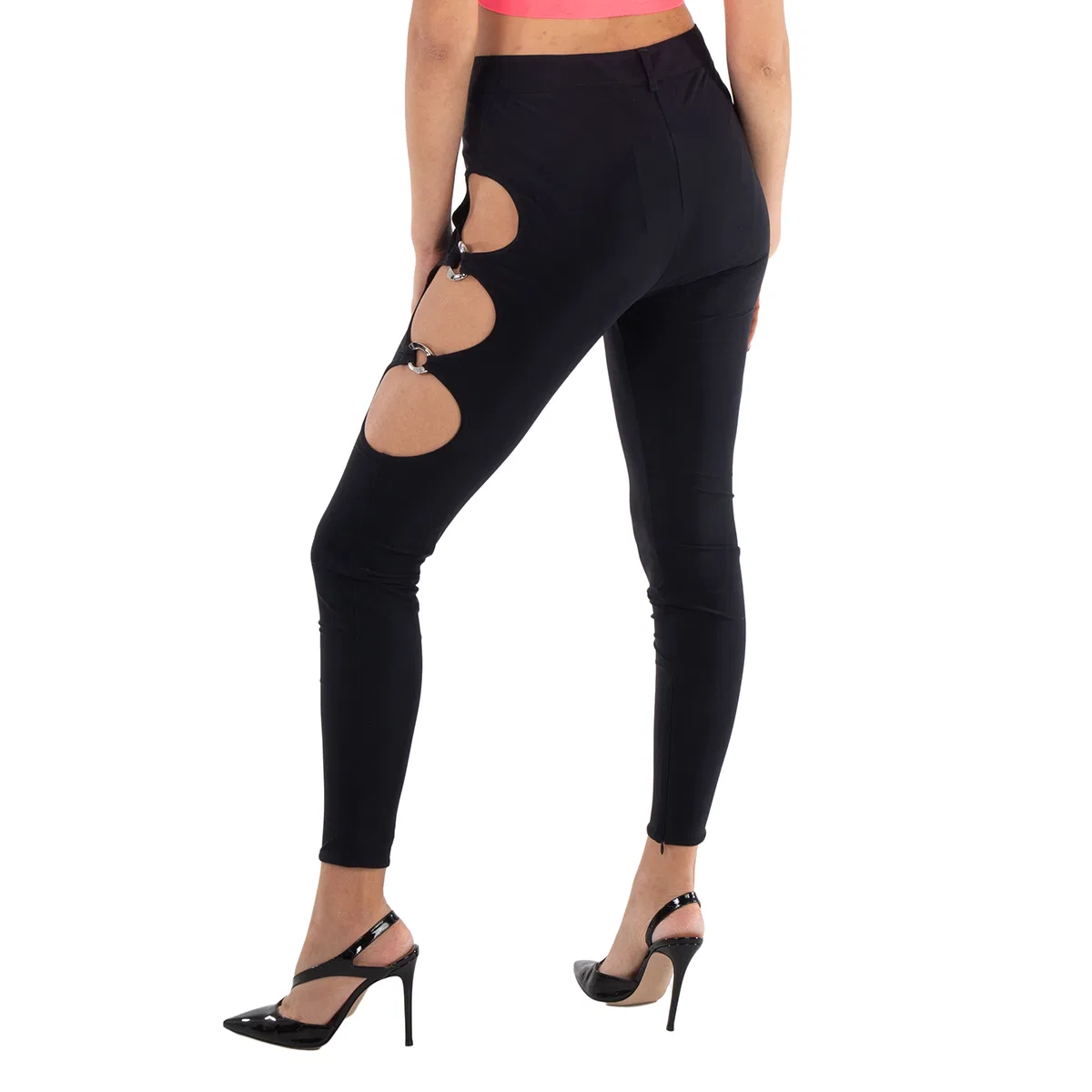Леггинсы с вырезами Cut Out Hook And Bar Leggings Burberry, Black — фото 4