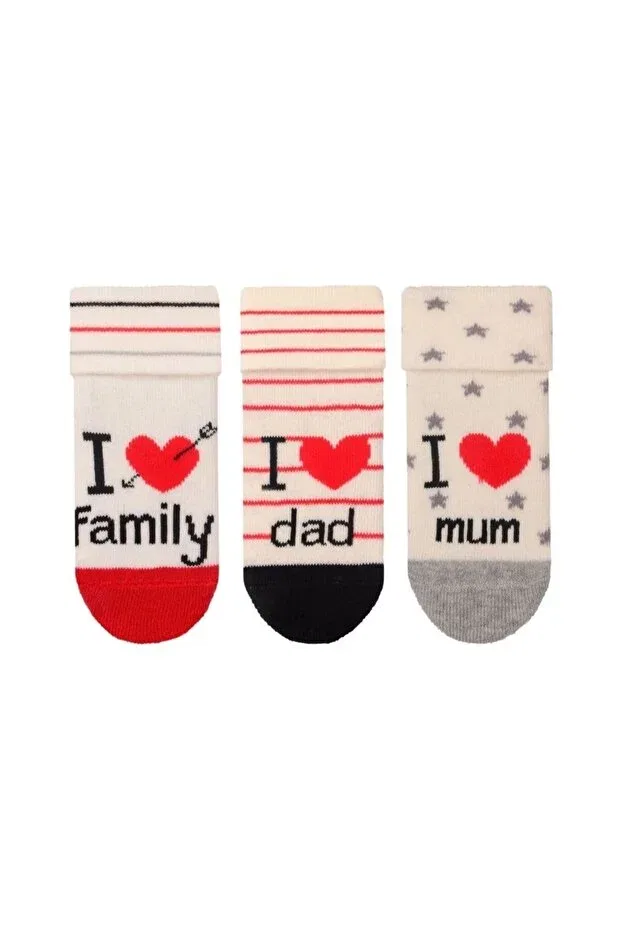 Детские носки для девочек с рисунком Сердце 3-Piece family themed non-slip sole baby girl towel socks Generic Brands, Nude Color