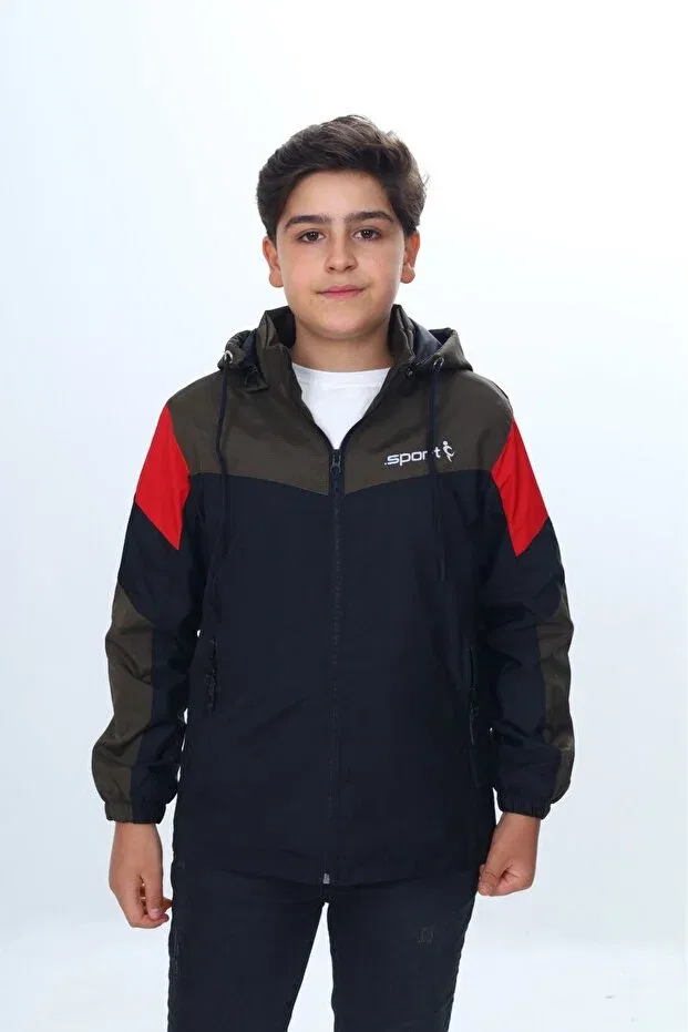 Детское пальто для мальчиков с принтом Sport Printed Hooded Toontoy, Черный