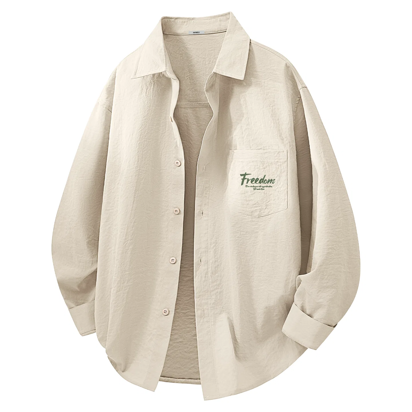 Детская рубашка с отложным воротником Minimalist MINISO, Light Beige (Subtle Pleated Texture)