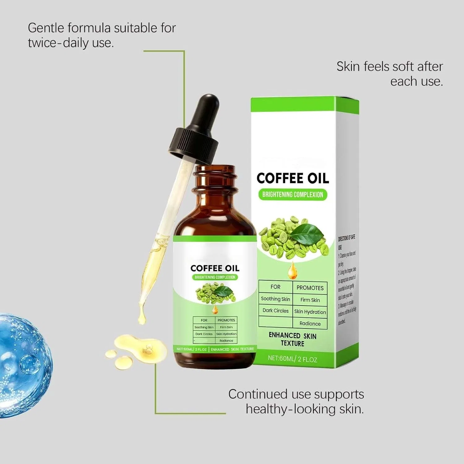 Масло для лица и тела против морщин, увлажняющее и подтягивающее, Coffee Oil, 60 мл Generisch — фото 3