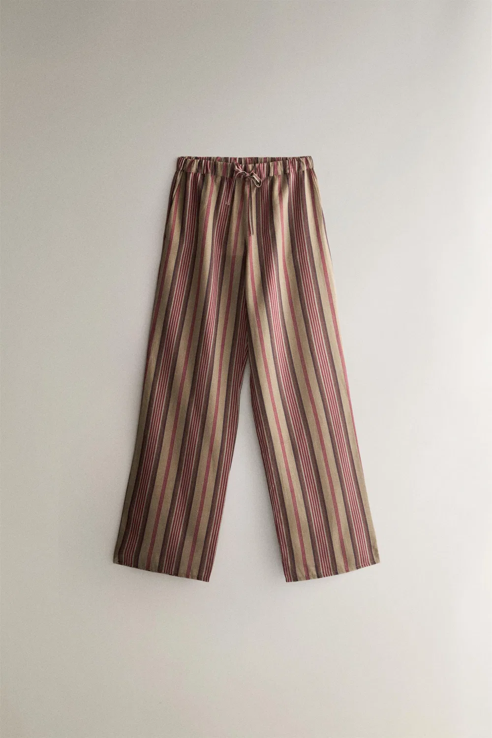 Брюки в полоску из хлопка и льна | Кэтрин Поул ZARA, Dark red