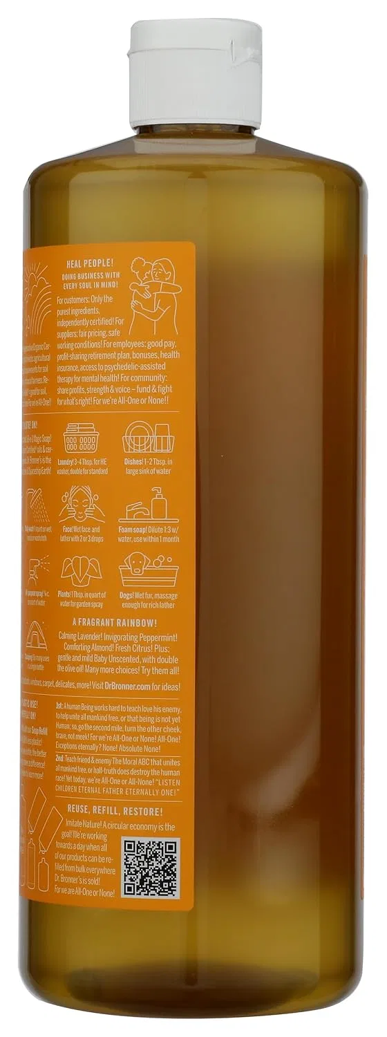 Жидкое мыло Dr. Bronner's Organic Citrus Orange Pure-Castile, 946 мл — фото 2