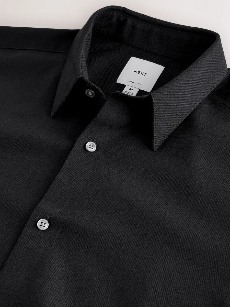 Рубашка Next Regular fit Button Up Shirt 'Smart' черного цвета — фото 4