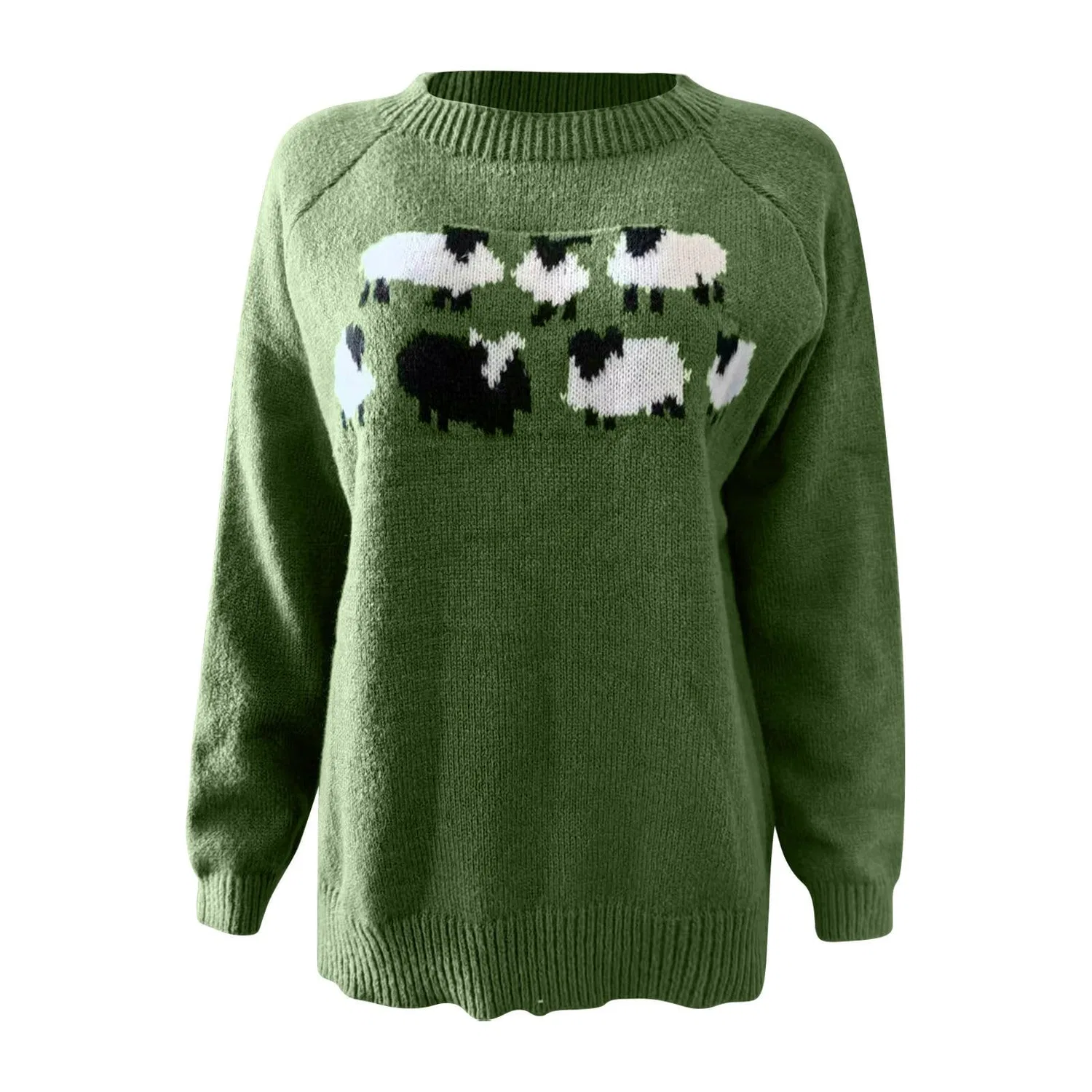Женский свитер с принтом Fair Isle HUIFUAO, A06 Green — фото 3