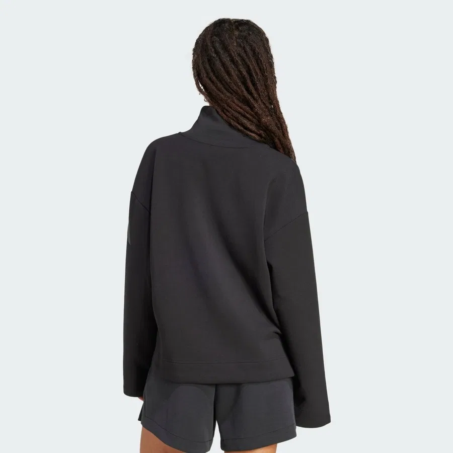 Женский свитшот с четвертью-молнией Soft Lux Quarter-Zip adidas, Черный — фото 2