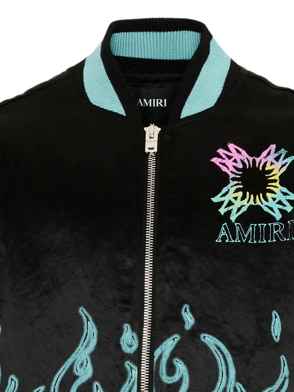 Куртка-бомбер с вышивкой в виде пламени Amiri Kids, черный — фото 4