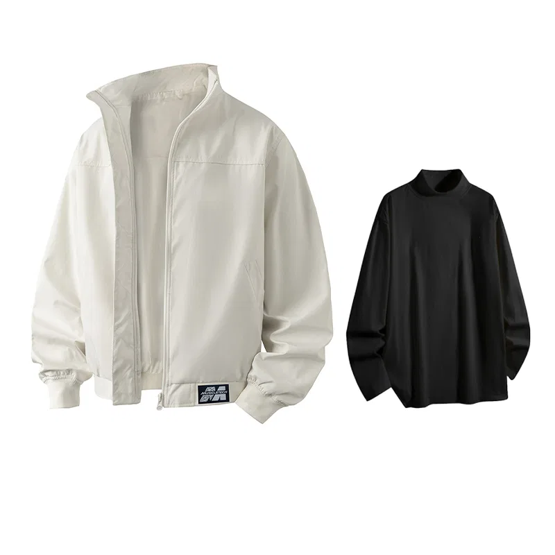 Детский спортивный комплект из белой куртки и черной футболки Casual Sportswear MUSCLETECH
