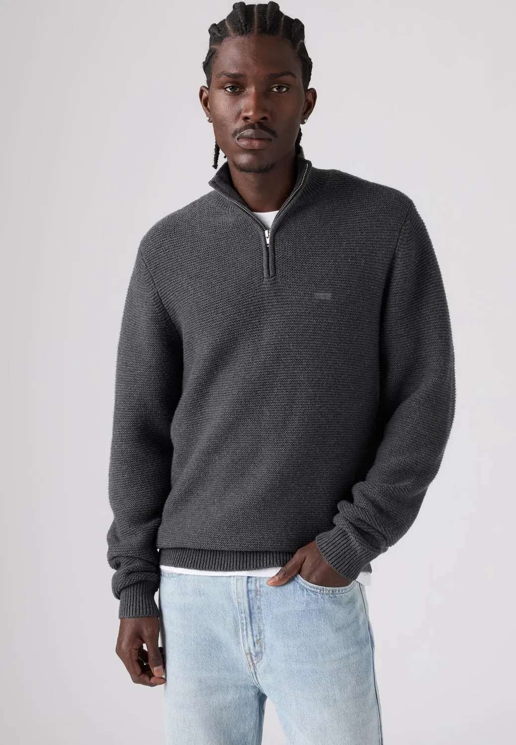 Свитер с застежкой-молнией на четверть длины Levi'S, Obscidian Heather Novelty Stitch
