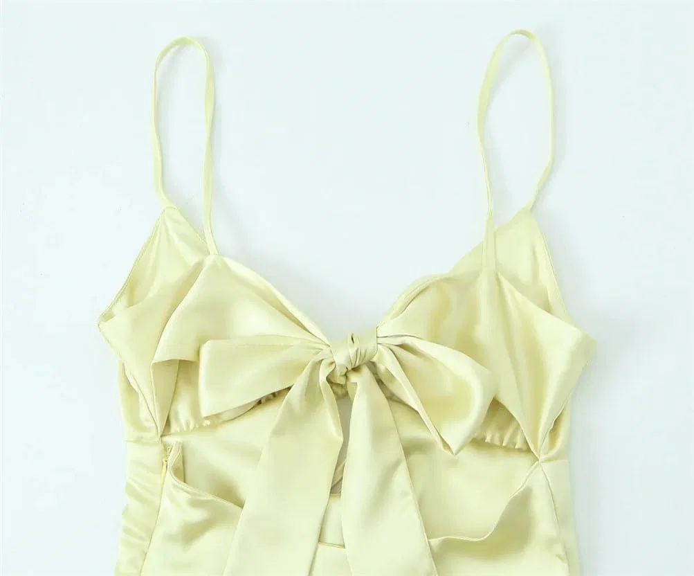 Женское вечернее платье с V-образным вырезом A-силуэта, Light Yellow — фото 4