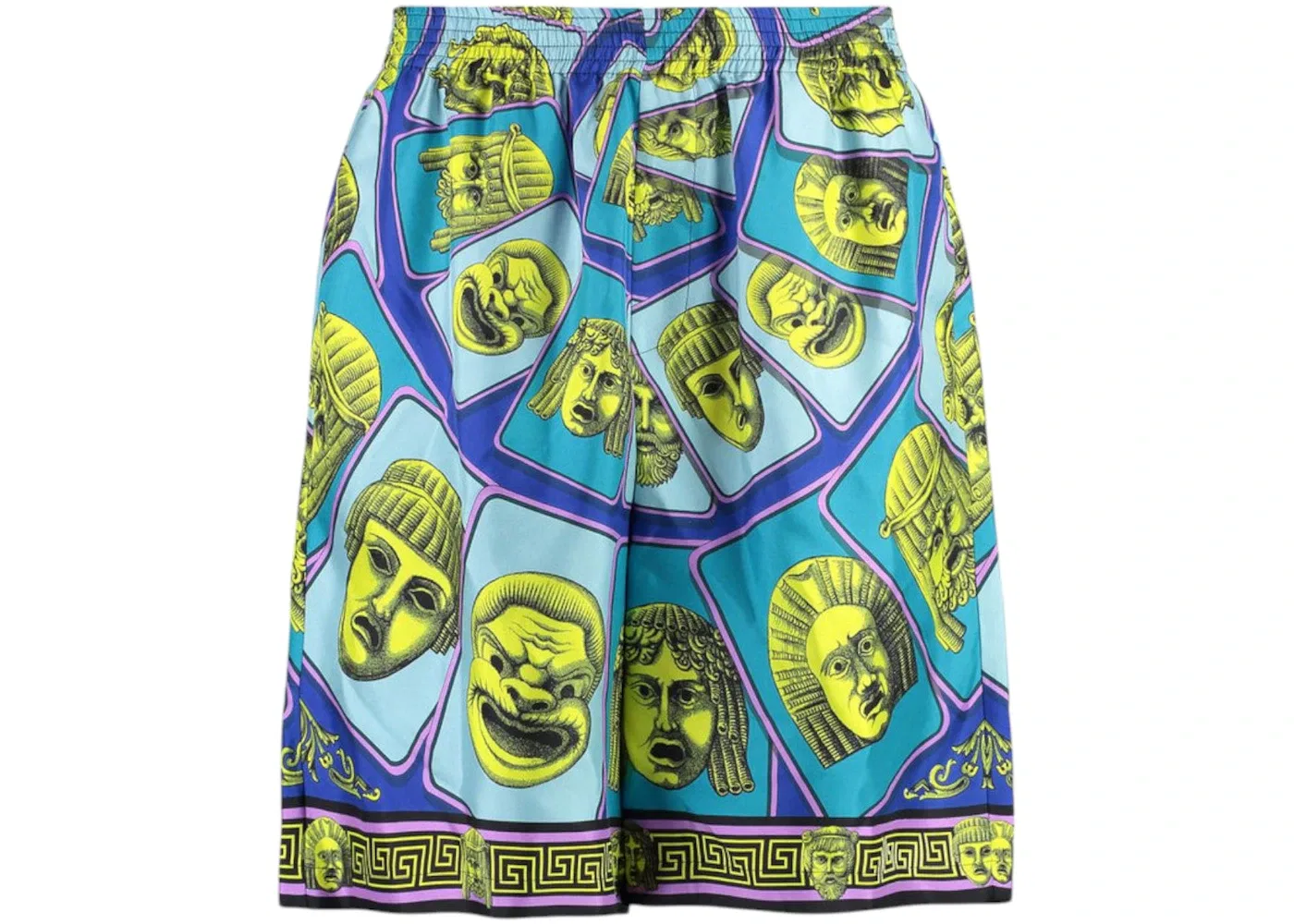 Мужские шорты из шелка с принтом Le Maschere Versace, Blue/Green
