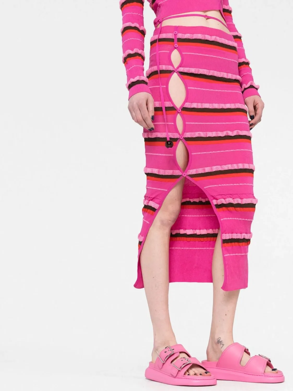 Jacquemus Юбка-миди Concha розовая — фото 4