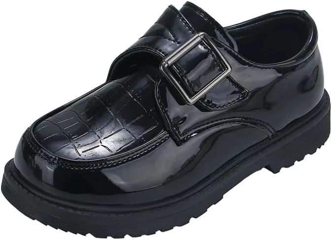 Детские оксфорды из лаковой кожи с ретро-дизайном kkdom, Patent Leather Black